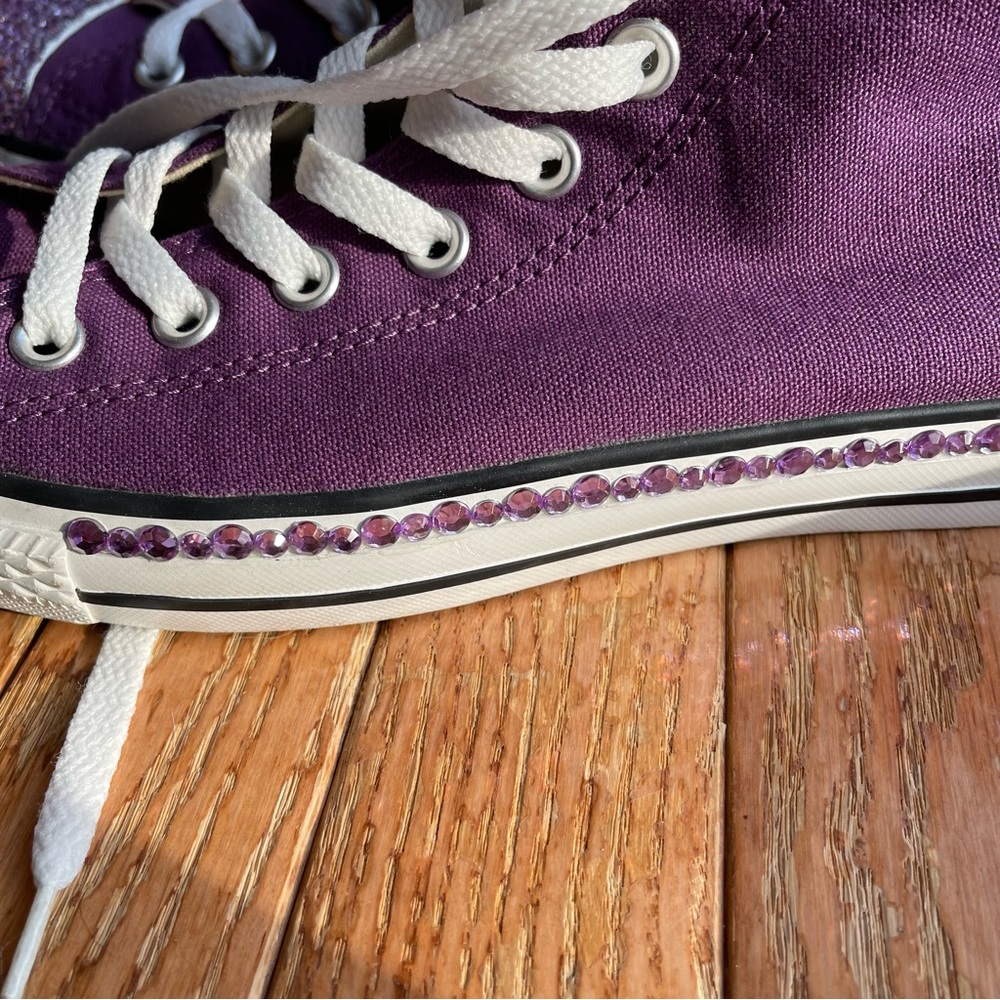 Custom Purple Rhinestone Converse - Picture 7 of 8